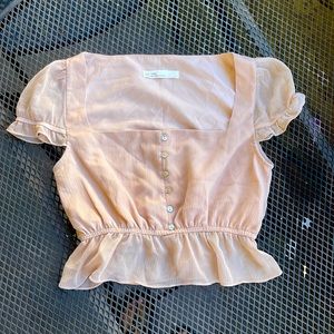 OAK + FORT BLUSH CROP BLOUSE TOP NEVER WORN